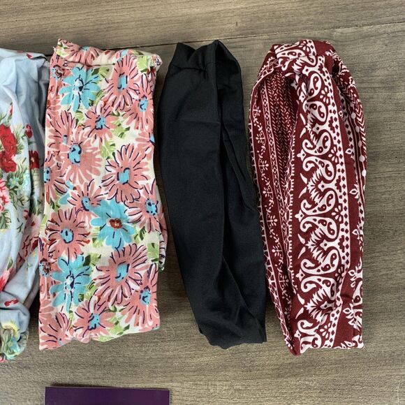 6 Pack Women Elastic Flower Printed Turban Head Wrap Headband Twisted Hair Band - Picture 4 of 12